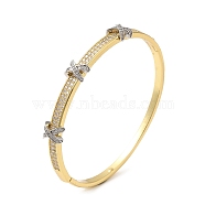 Rack Plating Brass Hinged Bangles with Cubic Zirconia, Long-Lasting Plated, Cadmium Free & Lead Free, Real 18K Gold Plated, Inner Diameter: 2~2-1/4 inch(5.1~5.8cm)(BJEW-D059-01G)