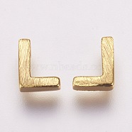 Brass Charms, Real 18K Gold Plated, Letter.L, 6x4.5x2mm, Hole: 1mm(KK-P081-L)