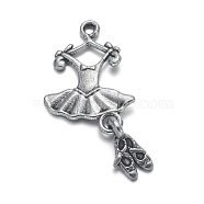 Metal Alloy Pendants, Lead Free and Cadmium Free, Ballet Suit, Antique Silver, 25x12x2mm, Hole: 2mm(X-PALLOY-A15490-N-NF)