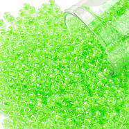 TOHO Round Seed Beads, Japanese Seed Beads, (805) Luminous Neon Green, 8/0, 3mm, Hole: 1mm, about 220pcs/10g(X-SEED-TR08-0805)