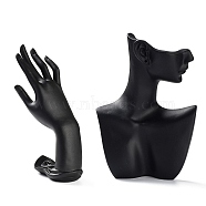 PandaHall Elite 1PC Resin Finger Ring Display Stands, with 1PC Resin Side Body Model Portrait Jewelry Stand, Black, 10.8x7.6x22.5cm(RDIS-PH0021-13)