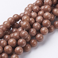 Natural Mashan Jade Round Beads Strands, Dyed, Camel, 10mm, Hole: 1mm, about 41pcs/strand, 15.7 inch(G-D263-10mm-XS27)