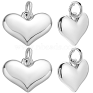 10Pcs Rack Plating Brass Charms, with Jump Ring, Heart, Real Platinum Plated, 11x14.5x3mm, Hole: 3.5mm(KK-BBC0014-27P)