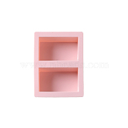 DIY Soap Silicone Molds, for Handmade Soap Making, 2 Cavities, Rectangle, Pink, 132x100mm, Inner Diameter: 80x50x32mmmm(SOAP-PW0001-025A)