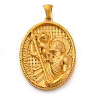 Religion Golden Tone 304 Stainless Steel Pendants, Oval Charm, Jesus, 40x26x5mm, Hole: 4.8x3mm(STAS-K289-01G-05)