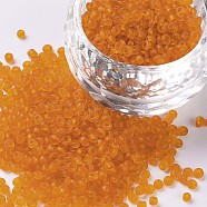 Glass Seed Beads, Frosted Colors, Round, Orange, 2mm(SEED-A008-2mm-M9)