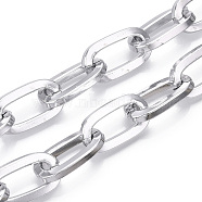 Aluminum Cable Chain, Flat Oval Link Chains, Unwelded, Platinum, 30.5x16x4mm(CHA-N003-38P)