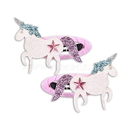 Cloth Covered Snap Hair Clips, Unicorn, 60x45mm(PW-WG79183-04)