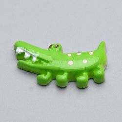 Resin Decoden Cabochons, Crocodile/Alligator Shaped, Lime, 28x16x5.5mm(X-CRES-T005-55)