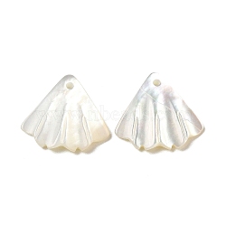 Natural White Shell Charms, Shell Shape, WhiteSmoke, 13.5x14.5x2mm, Hole: 1mm(SSHEL-M022-08)