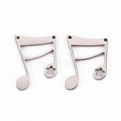 304 Stainless Steel Link Connectors, Laser Cut, Musical Note, Stainless Steel Color, 20x14x1mm, Hole: 1mm(STAS-Q242-046)