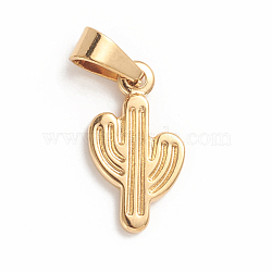 304 Stainless Steel Pendants, Cactus, Golden, 19x11x2mm, Hole: 3x7mm(STAS-E486-03G)