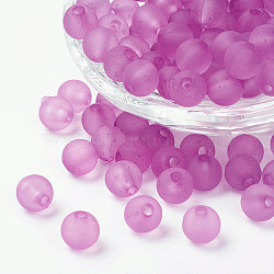 Transparent Acrylic Beads, Round, Frosted, Violet, 6mm, Hole: 1.8mm, about 4000pcs/500g(PL723-5)