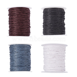 4 Rolls 4 Colors Waxed Cotton Thread Cords, Macrame Artisan String for Jewelry Making, Mixed Color, 1mm, about 100yards/roll, 1 roll/color(YC-YS0001-01)