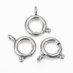 304 Stainless Steel Smooth Surface Spring Ring Clasps, Stainless Steel Color, 17x12x2.5mm, Hole: 3mm(STAS-H396-D-02P)