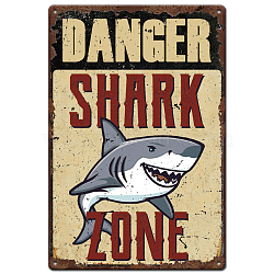 Vintage Metal Tin Sign, Iron Wall Decor for Bars, Restaurants, Cafe Pubs, Rectangle, Shark, 300x200x0.5mm(AJEW-WH0189-399)