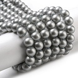 Spray Painted Glass Round Bead Strands, Gray, 8mm, Hole: 1.3~1.6mm, about 100pcs/strand, 31.4 inch(X-DGLA-Q015-8mm-17)