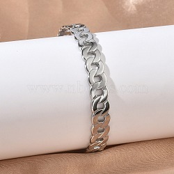 304 Stainless Steel Cuff Bangles, Curb Chain Bangles for Women, Stainless Steel Color, Inner Diameter: 2.38x2.09 inch(6.05x5.3cm)(BJEW-A160-03P)