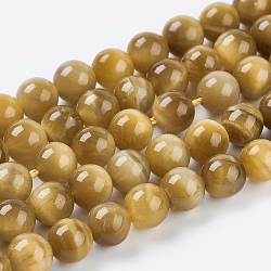 Natural Gold Tiger Eye Beads Strands, Grade A, Round, 4mm, Hole: 1mm, about 90pcs/strand, 16 inch(L-G-C076-4mm-1AA)