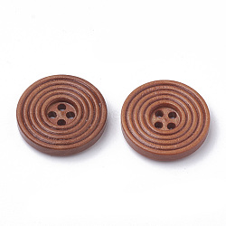 4-Hole Wooden Buttons, Flat Round, Sienna, 25x5mm, Hole: 2mm(WOOD-S040-36)