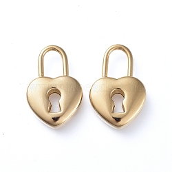 Ion Plating(IP) 304 Stainless Steel Pendants, Heart Lock, Golden, 19.5x13x5mm, Hole: 4.5x7mm(STAS-F242-02-G)