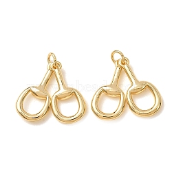 Brass Pendants, Cherry Charms, Rack Plating, Long-Lasting Plated, Lead Free & Cadmium Free, Real 18K Gold Plated, 20.5x10.5x3mm, Hole: 3mm(KK-CBA2F11-36G)