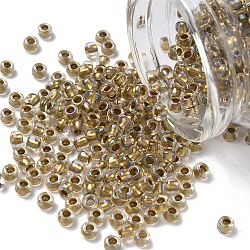 TOHO 6/0 Round Beads, Japanese Seed Beads, (262) Inside Color Crystal/ Lemon Lined, 4mm, Hole: 1.5mm, about 840pcs/50g(SEED-XTR06-0262)