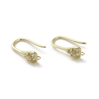 Brass Micro Pave Cubic Zirconia Earring Hooks, Long-Lasting Plated, Heart, 15x5mm, Hole: 1mm, Pin: 0.9mm