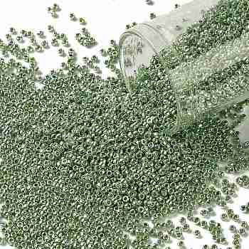 TOHO Round Seed Beads, Japanese Seed Beads, (PF560) PermaFinish Lime Green Metallic, 15/0, 1.5mm, Hole: 0.7mm, about 15000pcs/50g