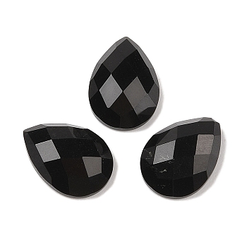 Natural Obsidian Cabochons, Teardrop, Faceted, 18x13x5mm