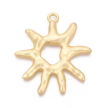Rack Plating Alloy Big Pendants, Sun, Cadmium Free & Lead Free, Matte Gold Color, 55.5x47x5mm, Hole: 3.5mm