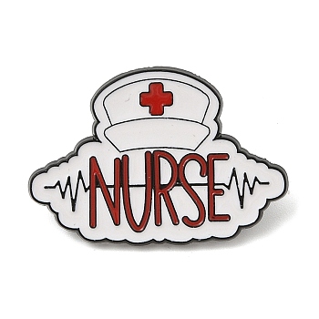 Medical Theme Word Enamel Pins, Zinc Alloy Brooches for Backpack Clothes, White, 20.5x29.5mm