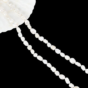 1 Strand Baroque Style Natural Keshi Pearl Beads Strands, Cultured Freshwater Pearl, Rice, Seashell Color, 9~11x5~8x4~7mm, Hole: 0.6mm, about 37~41pcs/strand, 15.35 inch(39cm)