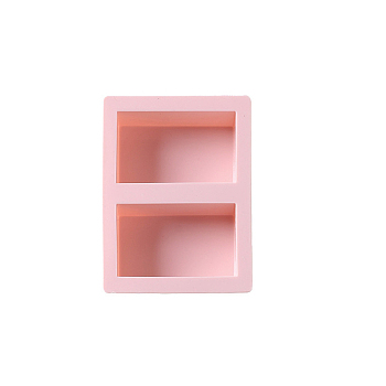 DIY Soap Silicone Molds, for Handmade Soap Making, 2 Cavities, Rectangle, Pink, 132x100mm, Inner Diameter: 80x50x32mmmm