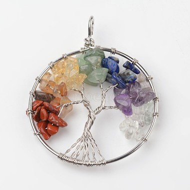 Platinum Tree Mixed Stone Big Pendants