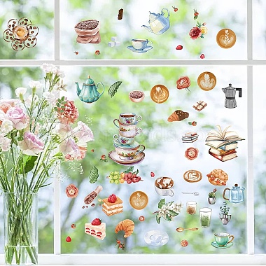 8 Sheets 8 Styles Coffee Theme PVC Waterproof Wall Stickers(DIY-WH0345-067)-5