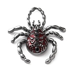 Alloy Enamel & Rhinestone Pendants, Spider Charms, Gunmetal, 41x38x7.5mm, Hole: 12x8mm(FIND-G118-08B)