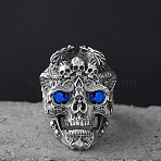 Alloy Rhinestone Adjustable Statement Cuff Open Rings for Men, Sapphire, Inner Diameter: 15~20mm(FS-WG8D7BC-03)
