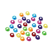 Opaque Acrylic Beads, Flower, Mixed Color, 9.5x10x3.5mm, Hole: 2mm(SACR-G028-05)