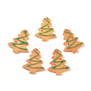 Christmas Theme Resin Decoden Cabochons, for Jewelry Making, Christmas Tree Shaped Biscuit, Imitation Food, Orange, 27x22x4mm(RESI-CJC0001-37H)