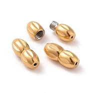 304 Stainless Steel Screw Clasps, Oval, Golden, 12x5mm, Hole: 0.7mm(STAS-L135-04G)