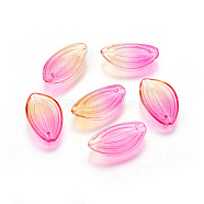 Transparent Glass Pendants, Lotus Petal, Two Tone, Deep Pink, 20.5x12x2.5mm, Hole: 1mm(GLAA-H016-04D-3)