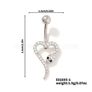 Shiny Brass Crystal Rhinestone Belly Button Rings, Piercing Navel Rings, Barbell Body Jewelry for Women, Snake, 33x13mm(CZ7821-1)