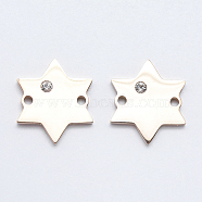 316L Surgical Stainless Steel Micro Pave Cubic Zirconia Links connectors, Star, Clear, Rose Gold, 15x13x2mm, Hole: 1mm(STAS-K178-19RG)