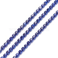 Brass Sapphire Rhinestone Strass Chains, with Plastic Spools, Rhinestone Cup Chains, 2~2.1mm, 4.92 feet (1.5m)/Bag(CHC-FS0001-03B)