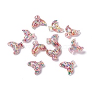 Transparent Resin Cabochons, Fishtail with Sequins, Colorful, 19x21x7mm(RESI-I039-07)