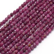 Natural Ruby/Red Corundum Beads Strands, Faceted, Round, 2.5mm, Hole: 0.6mm, about 155pcs/strand, 15.35 inch(39cm)(G-E411-14-2.5mm)