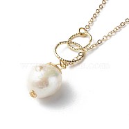 Natural Baroque Pearl Pendant Necklaces, with Brass Cable Chains, Golden, 17.52 inch(445mm)(NJEW-JN03599-02)