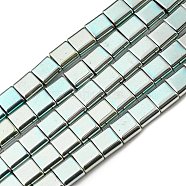 Electroplated Non-magnetic Synthetic Hematite Beads Strands, Square, 2-Hole, Pale Turquoise, 6x6x3mm, Hole: 1.2mm, about 69pcs/strand, 15.55 inch(39.5cm)(G-C106-A02-17)