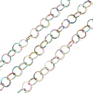 Ion Plating(IP) Rainbow Color 304 Stainless Steel Rolo Chains, Soldered, with Spool, Rainbow Color, 5x0.5mm, 32.8 Feet(10m)/roll(CHS-B001-03M)